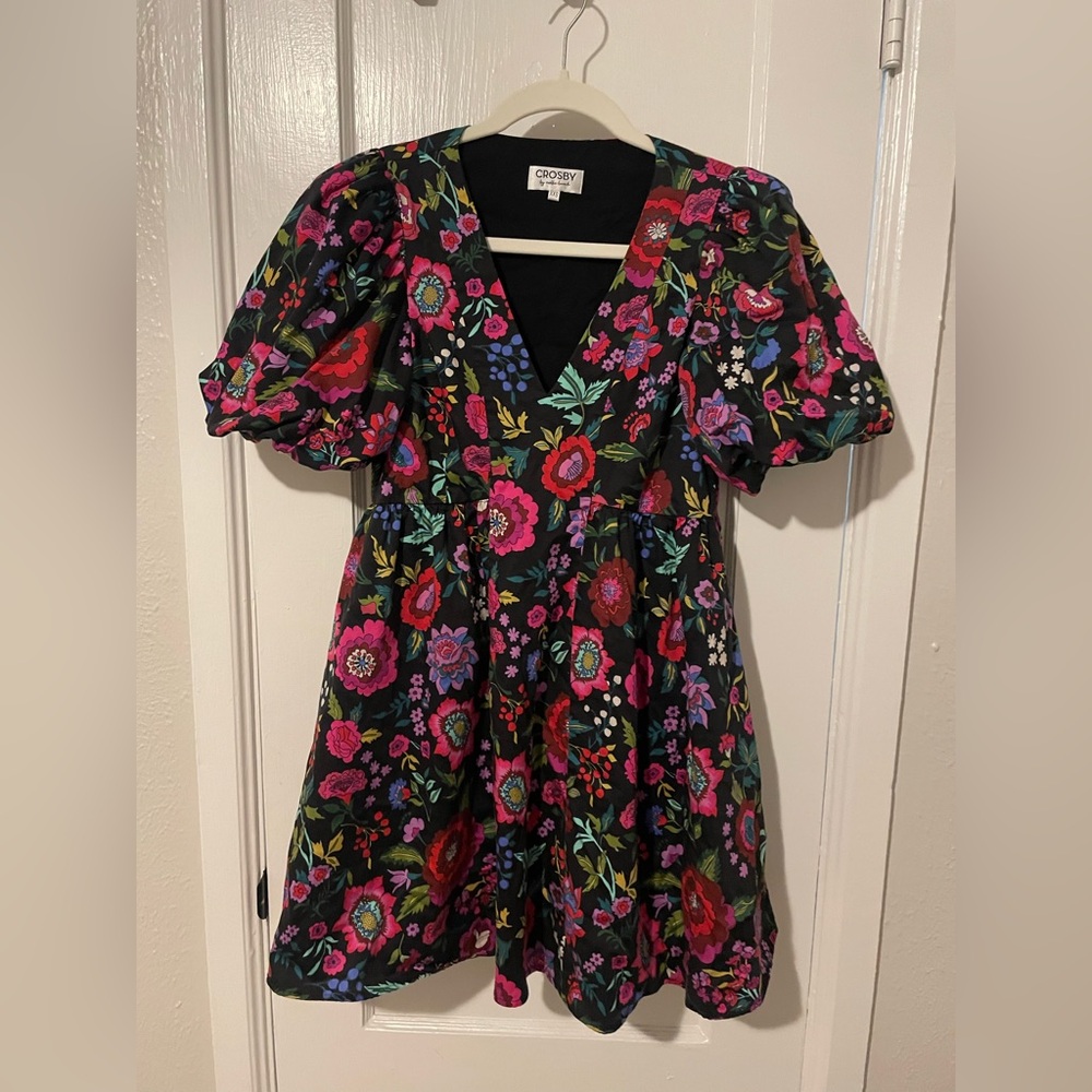 CROSBY by Mollie Burch Floral Mini Dress - Black, Pink, Red, Green